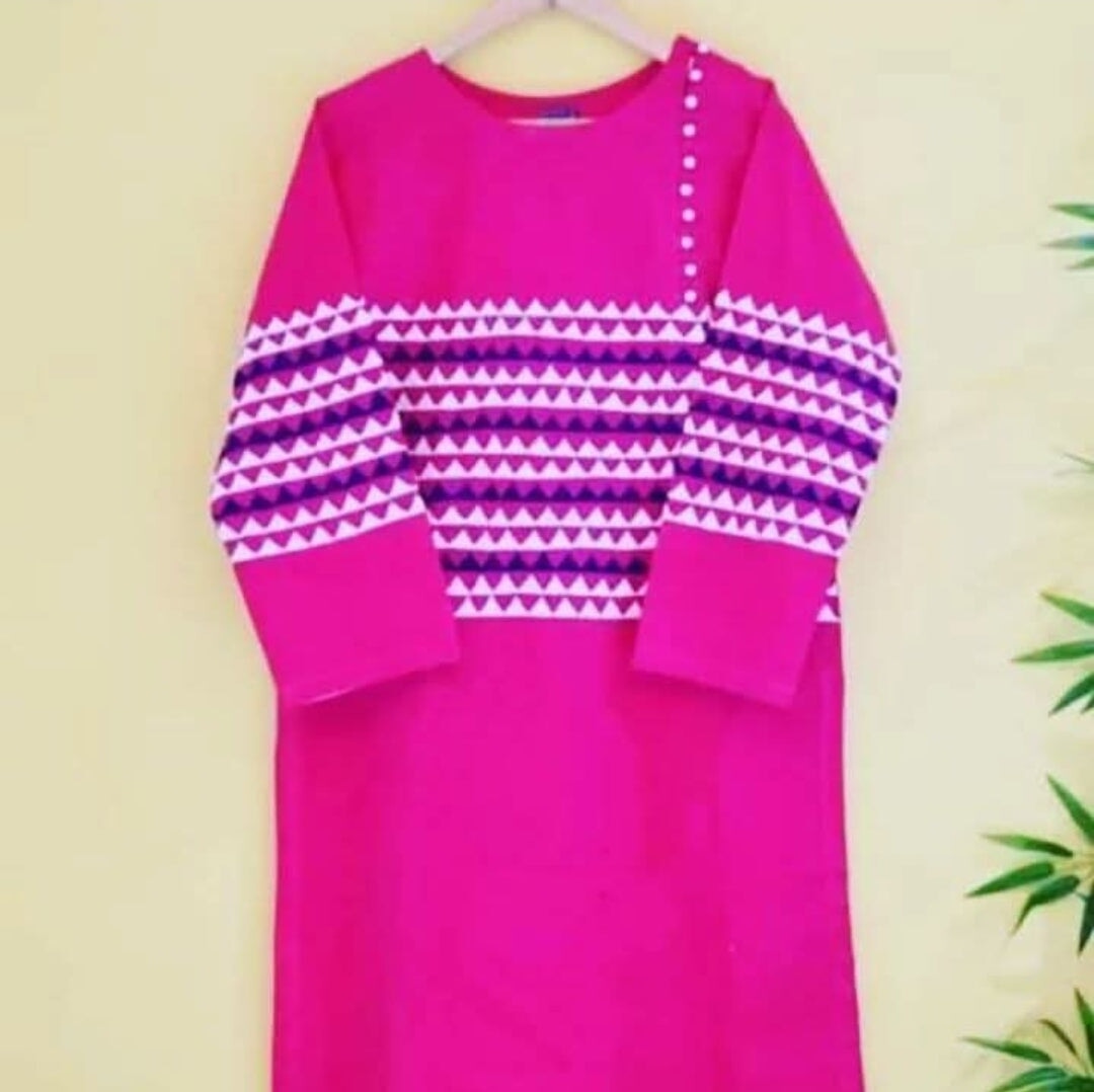 Artisanal Pink Bareeze Lawn Cotton Shirt Piece Unstitched Aura Crafted Studio 