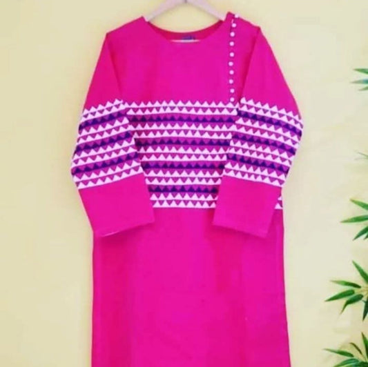 Artisanal Pink Bareeze Lawn Cotton Shirt Piece Unstitched Aura Crafted Studio 