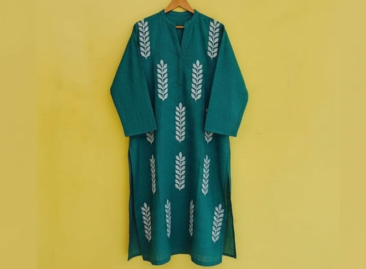 Handcrafted MasterPiece Green Applik Unstitched Bareeze Lawn Cotton Shirt Piece Unstitched Aura Crafted Studio 