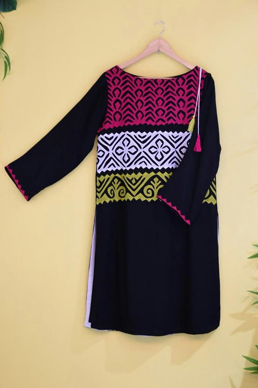 Handmade Wearable Art Applik Unstitched Bareeze Lawn Cotton Shirt. Unstitched Aura Crafted Studio 