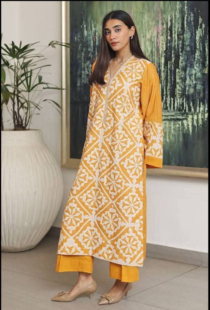 Heritage Collection Wearable Art Applik Unstitched Premium Imperial Cotton Shirt. Unstitched Aura Crafted Studio 
